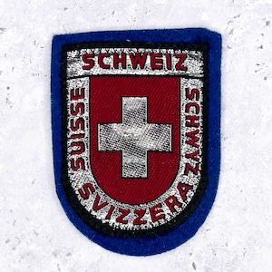Vintage Switzerland Patch • Schweiz Suisse Flag • Woven Felt Sew-On Badge