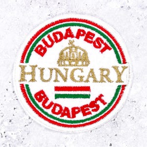 Vintage Budapest Hungary Patch • Crown Flag Travel Souvenir • Iron-On NOS