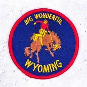 Vintage Wyoming Patch • Big Wonderful Rodeo State Souvenir • Sew-On NOS