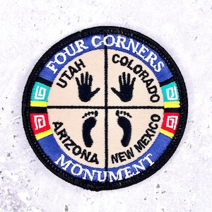 Vintage Four Corners Monument-patch • Utah, Colorado, Arizona, New Mexico • Opstrijkbaar NOS