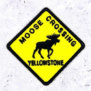 Vintage Yellowstone Moose Crossing Patch • Souvenir från nationalparken i Wyoming