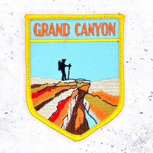 Vintage Grand Canyon Patch • Hiker Canyon Rim Arizona Souvenir • Sew-On