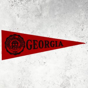 Vintage Georgia Bulldogs Mini Pennant 60s Felt UGA University NCAA Dorm Decor Graduation Gift 3.5&quot; x 9.5&quot;