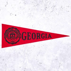 Vintage Georgia Bulldogs Mini Pennant • 60s Felt UGA University Dorm Decor • 3.5" x 9.5"