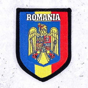Vintage Romania Patch • Flag Coat of Arms Eastern Europe Souvenir • Iron-On NOS