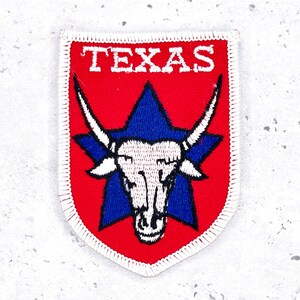 Vintage Texas Patch • Longhorn Skull Lone Star State Souvenir • Sew-On