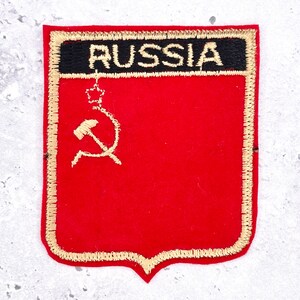 Vintage Russland-Aufnäher • Sowjetisches UdSSR-Hammer-Sichel-Souvenir • Zum Aufbügeln
