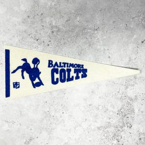 Vintage Baltimore Colts Mini Pennant 70s Felt NFL Gift 4&quot; x 9&quot;
