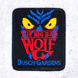 Vintage Big Bad Wolf Patch • Busch Gardens Williamsburg Roller Coaster • Iron-On NOS
