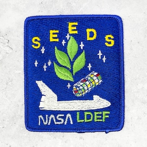 Vintage NASA SEEDS Project Patch • 1980s LDEF Space Research Badge • Long Duration Exposure Facility