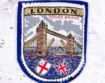 Vintage London Tower Bridge Patch • Thames England Souvenir • Filzaufnäher