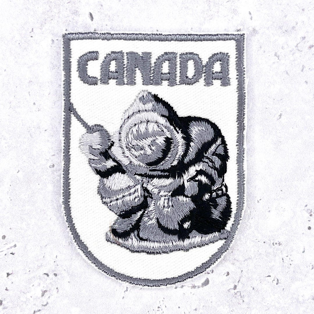 Vintage Canada Patch • Eskimo Inuit Ice Fishing Souvenir • Sew-on Badge ...