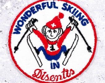 Vintage Wonderful Skiing in Disentis Patch • Switzerland Swiss Alps • Sew-On NOS