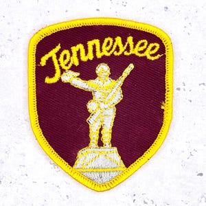 Vintage Tennessee-patch • Davy Crockett Frontiersman State Souvenir • Opnaaiwerk NOS