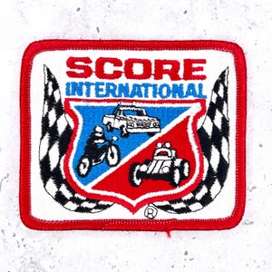 Vintage SCORE International Patch • 80s Off Road Baja Desert Racing • Iron-On NOS