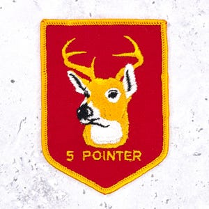 Vintage 5 Pointer Deer Patch • Buck Hunting Trophy Novelty • Sew-On NOS
