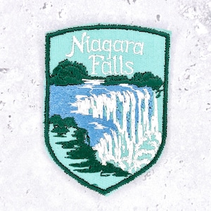 Patch vintage das Cataratas do Niágara • Lembrança de viagem de Nova York, Canadá • Para costurar (novo, sem uso)