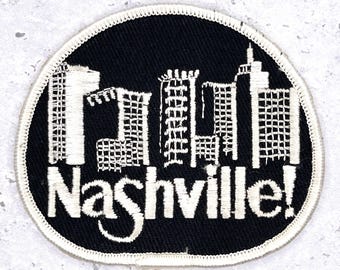 Vintage Nashville TN Patch • Tennessee City Skyline Souvenir • Iron-On