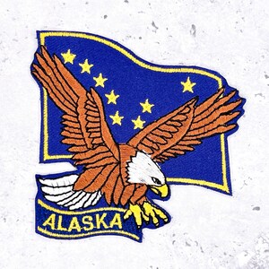 Vintage Alaska Patch • Bald Eagle State Flag Big Dipper Souvenir • Iron-On