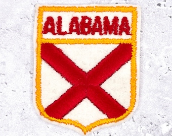 Vintage Alabama Patch • State Flag Travel Souvenir • Iron-On Badge