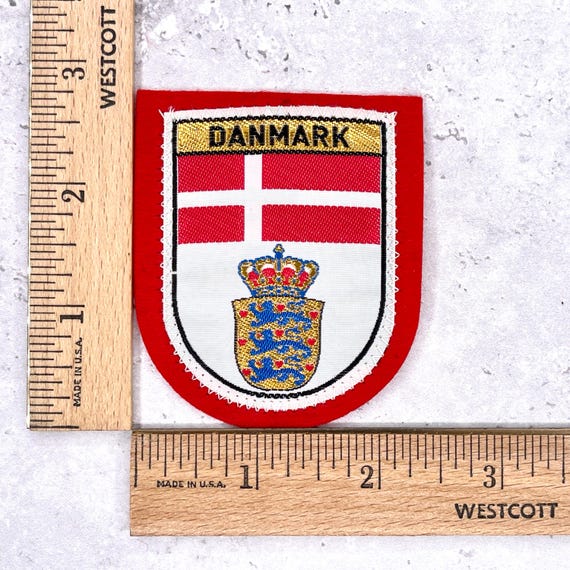 Vintage Denmark Patch • Danmark Flag Crest • Wove… - image 3