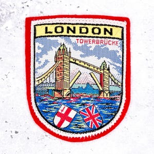 Vintage London Towerbrucke Patch • Tower Bridge Engeland Souvenir • Opnaaibaar Nieuw in doos