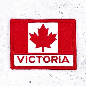 Vintage Victoria-patch • Souvenir Canadese vlag esdoornblad • Opstrijkbaar NOS
