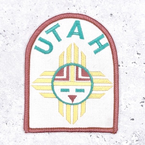 Vintage Utah Patch • Southwestern Native Sun Symbol Souvenir • Iron-On NOS
