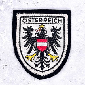 Vintage-Aufnäher Österreich • Österreichisches Adlerwappen-Souvenir • Zum Aufnähen (NOS)