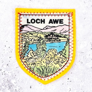 Vintage Loch Awe Patch • Scottish Highlands • Woven Felt Sew-On Badge