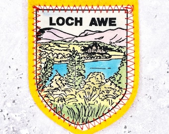 Vintage Loch Awe Patch • Scottish Highlands • Woven Felt Sew-On Badge