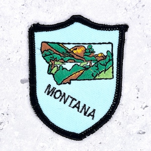 Vintage Montana-tygmärke • Big Sky Country Mountain-souvenir • Strykbart NOS