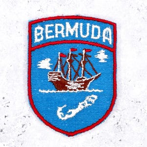 Vintage Bermuda-märke • Segelfartyg Ö Resesouvenir • Sy-på NOS