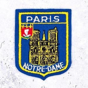 Vintage Paris Notre Dame Patch • French Cathedral Travel Souvenir • Sew-On