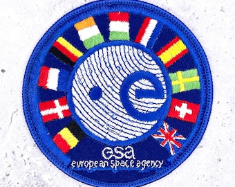 Vintage European Space Agency Patch 80s World Flags ESA Blue 4" NOS