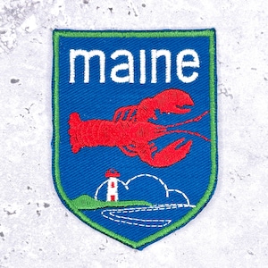 Vintage Maine State Patch • 80s Lobster Travel Souvenir NOS