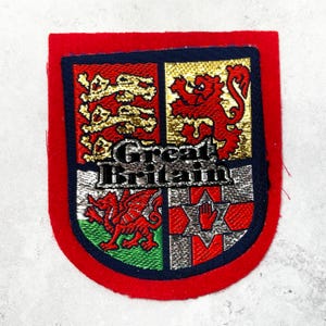 Vintage Great Britain Patch • United Kingdom UK Crest • Woven Felt Sew-On Badge