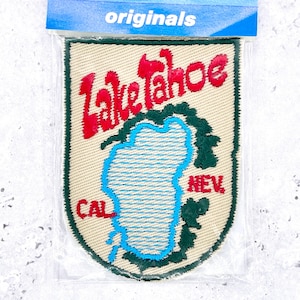 Toppa vintage del Lago Tahoe • Mappa della California e del Nevada, souvenir di viaggio • Da cucire, nuova di zecca