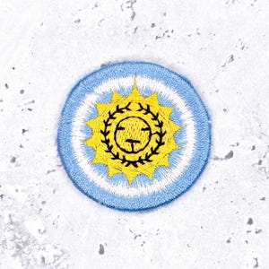 Toppa vintage con coccarda argentina • Emblema della bandiera del Sole di Maggio • Souvenir • Piccola da cucire