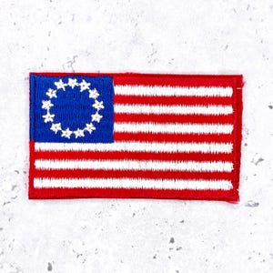 Écusson drapeau Betsy Ross vintage • 13 étoiles Révolution américaine • NDA à coudre