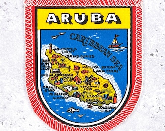 Vintage Aruba Patch • Caribbean Island Travel Souvenir • Sew-On Badge