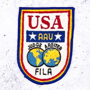 Vintage USA AAU Wrestling Patch • FILA Judge Arbiter Official • Sew-On Rare