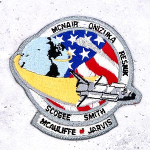 Parche vintage de la NASA STS-51L • Desastre del transbordador espacial Challenger • Insignia de la tripulación de la misión de 4"
