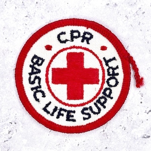 Vintage Red Cross CPR Patch • Basic Life Support First Aid • Iron-On Badge NOS