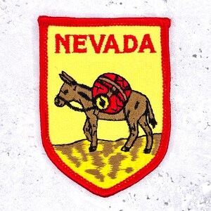 Vintage Nevada Patch • Burro Pack Mule Mining State Souvenir • Sew-On