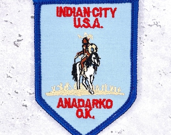 Naszywka Vintage Indian City USA • Pamiątka z muzeum Andarko w Oklahomie • Do naprasowania (NOS)