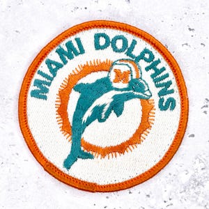 Vintage Miami Dolphins Patch • 80s NFL Logo • 3" Circle