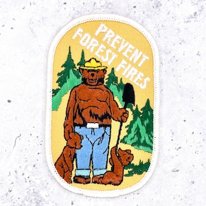 Vintage Smokey Bear Patch • Protect Forest Fires Cubs Shovel • Iron-On NOS