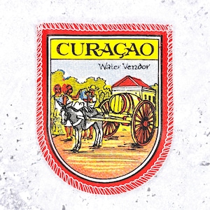 Vintage Curacao Patch • Water Vendor Dutch Caribbean Souvenir • Sew-On NOS