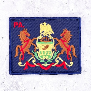 Vintage Pennsylvania State Flag Patch • Samväldets vapensköld souvenir • Sy-på